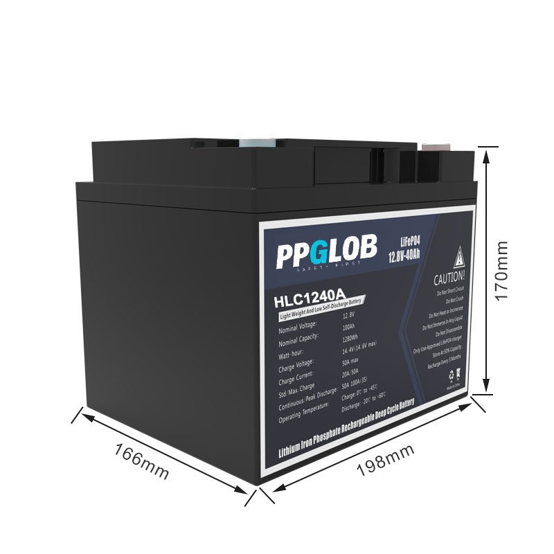 12V 40Ah deep cycle battery with size