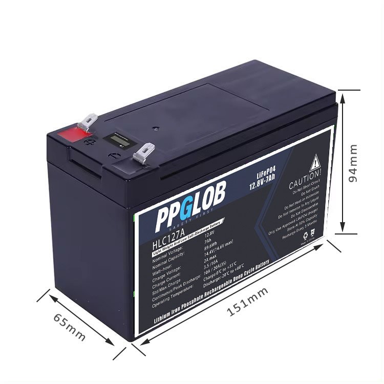 12V 7Ah lifepo4 battery with size drawing