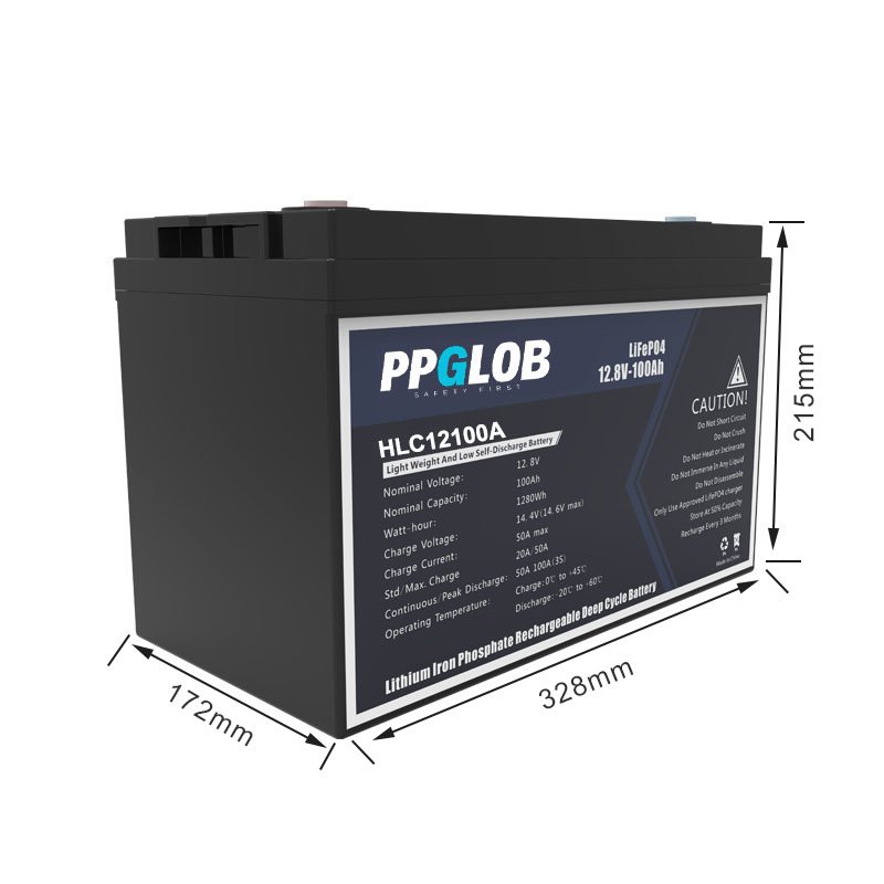 12V Lifepo4 battery 12100 with size dimension