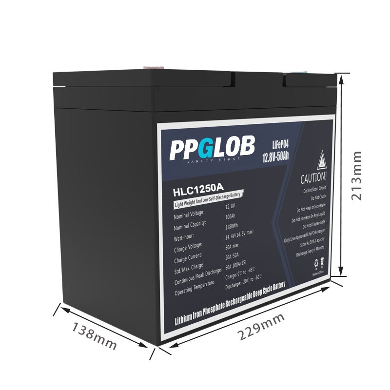 12v 50ah lifepoo4 battery with size