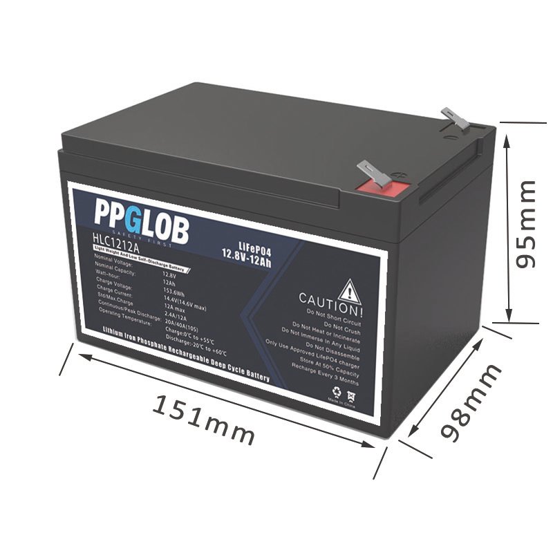 12v 12ah lithium battery with size