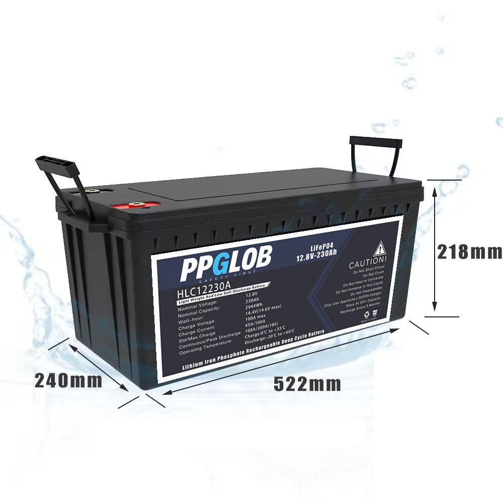 12v 230ah battery with dimension