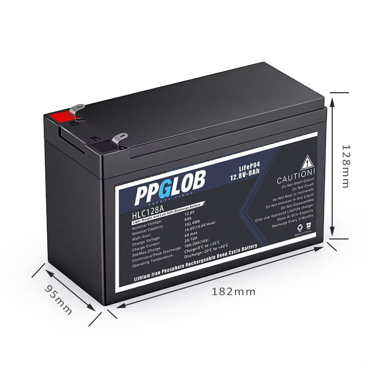 12v 8ah lifepo4 batery with size drawing